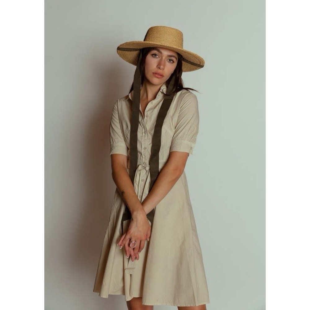 A shirt Thing Suzanne Dress Button Front Color Sand Size P